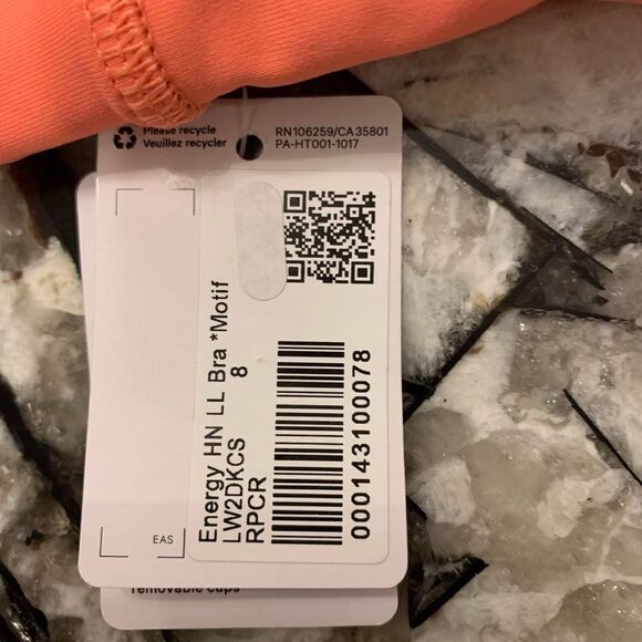 NWT New LULULEMON Long Line LL High Neck Energy Bra Motif Logo RPCR Orange 8 - Picture 8 of 9